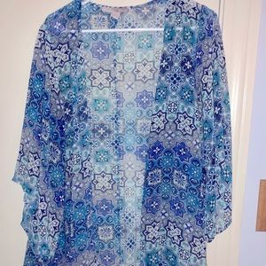 Blue Tapestrie Print Kimono